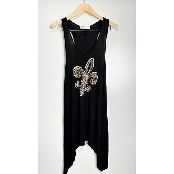 Cover Charge Dress Womens Small Black/Gold Asymmetrical Stretchy‎ - Picture 1 of 5